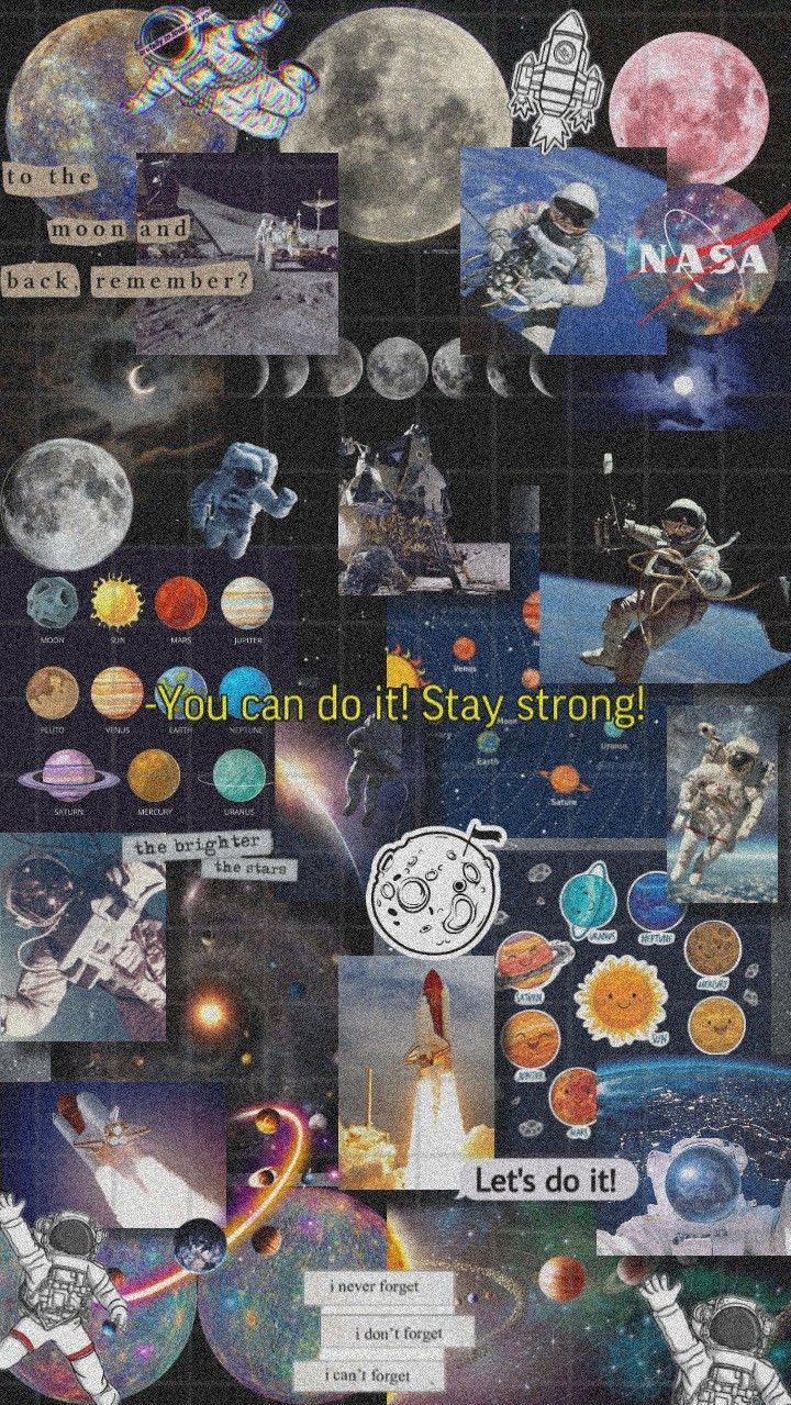 Collage of space themed images with the words 