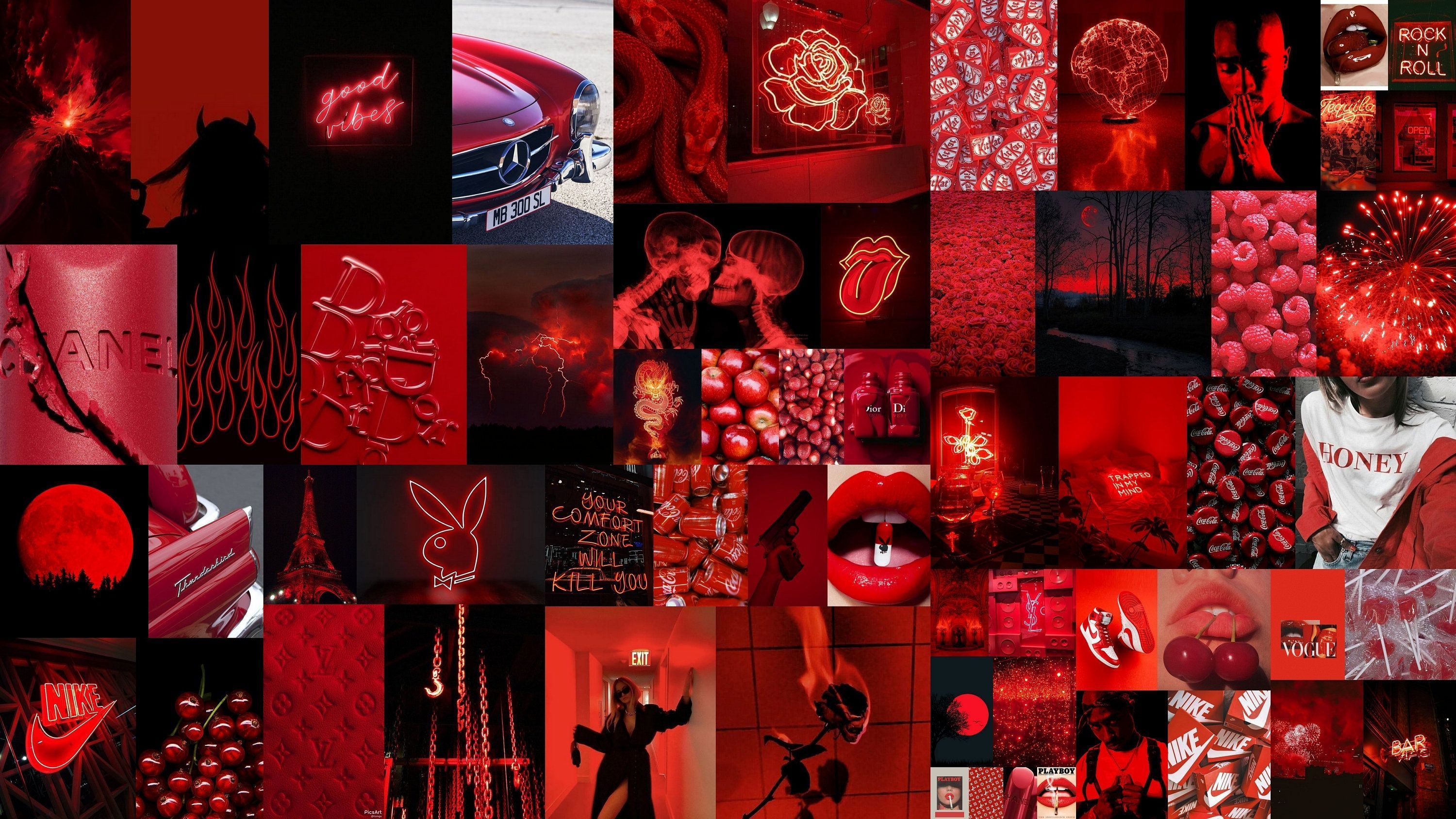 A collage of red images with different designs - Baddie