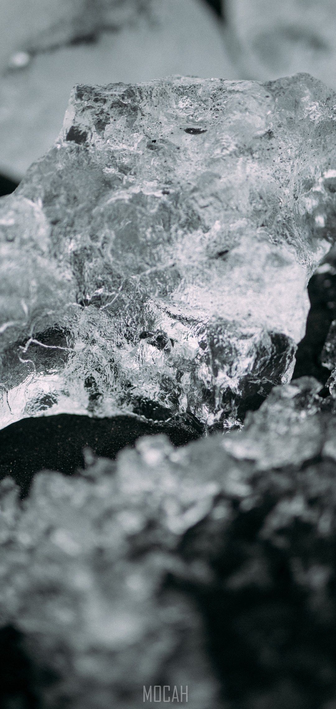A close up of a chunk of ice. - Ice