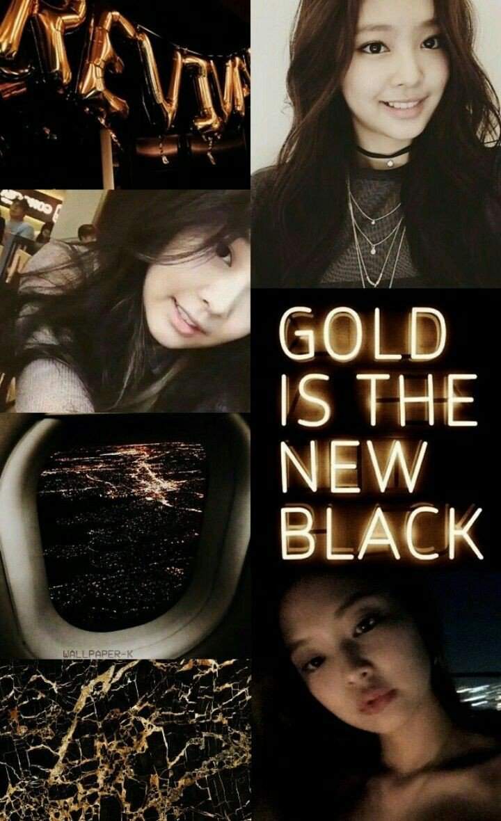 A collage of pictures with the words gold is new black - BLACKPINK