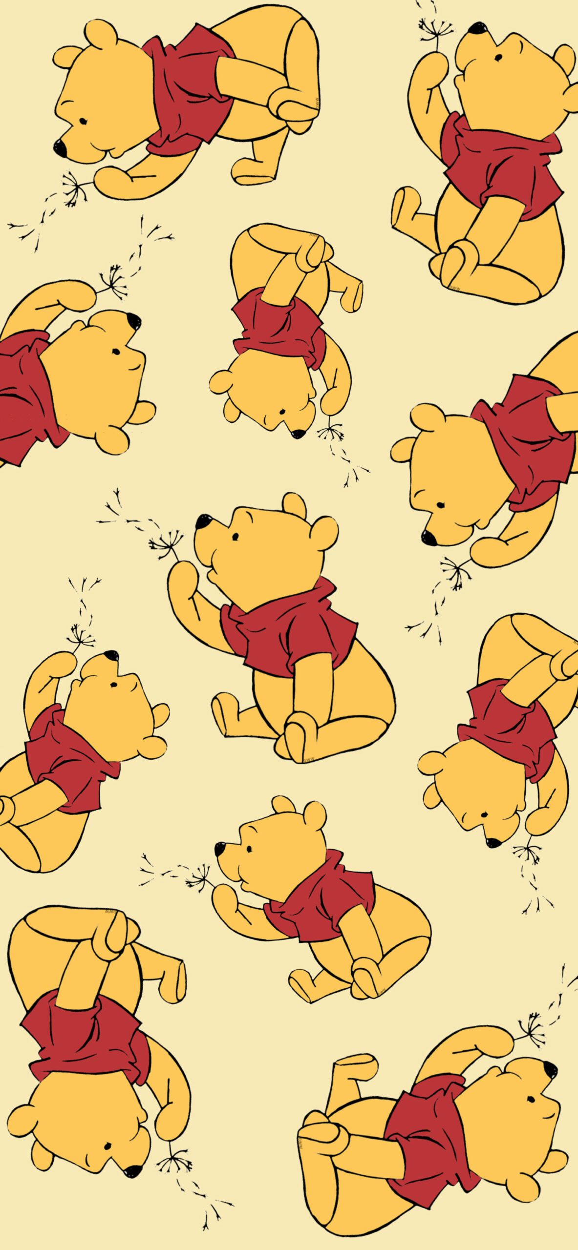 Winnie the Pooh & Dandelion Yellow Wallpaper