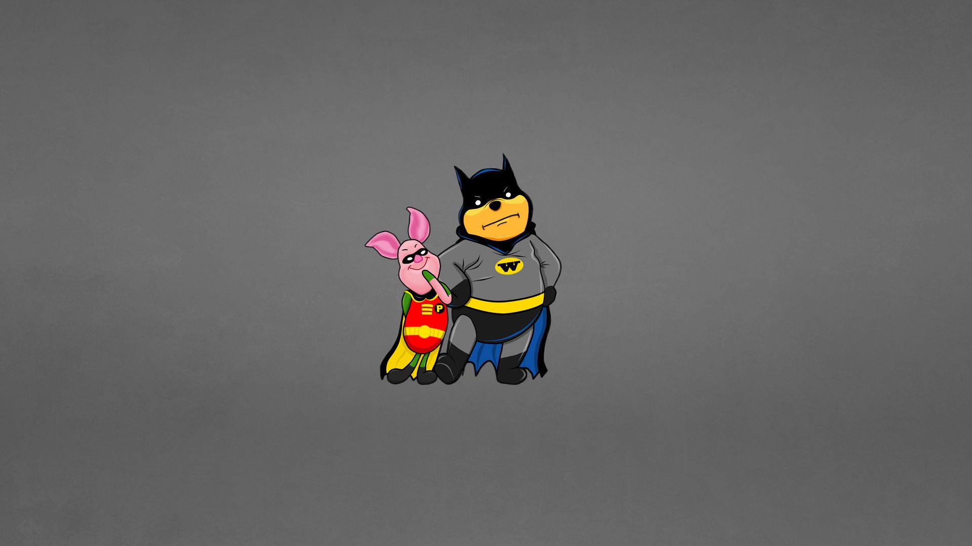 Batman, pig, gray background, batman and pig, gray background, batman and pig, wallpaper, batman and pig wallpaper - Winnie the Pooh, Batman