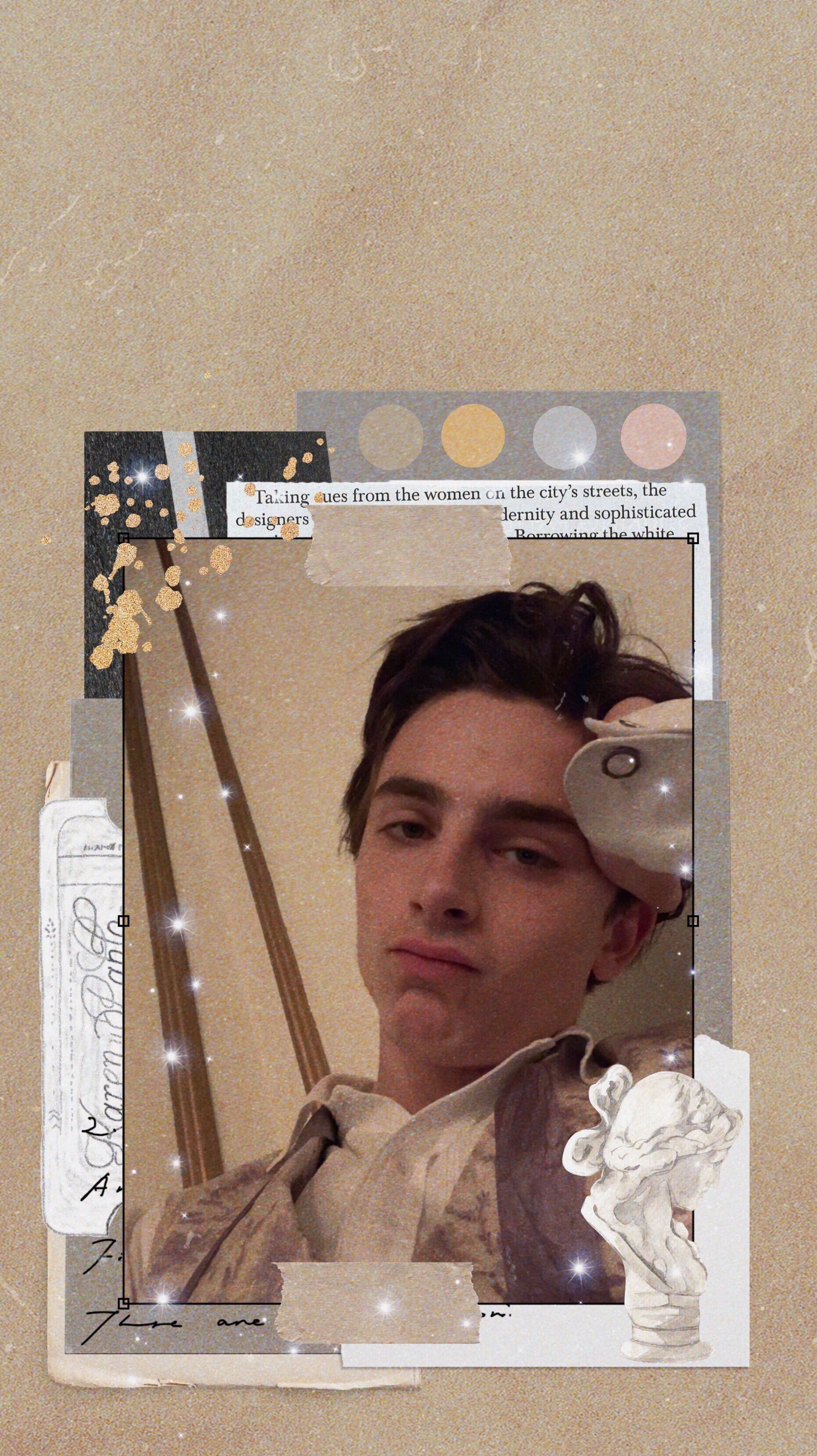 Collage of the author, an artist, with a quote about designers and the city. - Timothee Chalamet