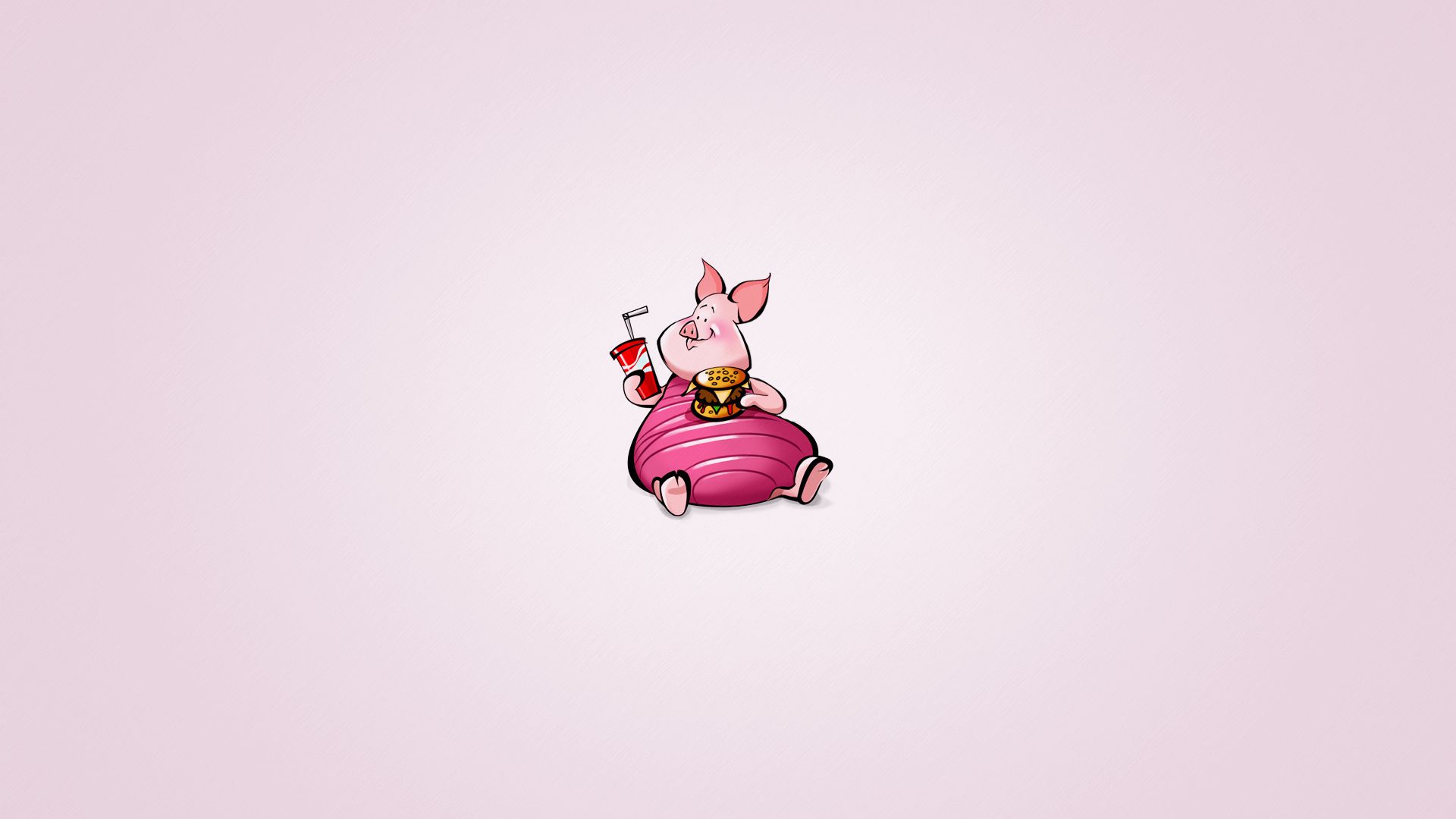 A pink cartoon character sitting on top of an apple - Winnie the Pooh