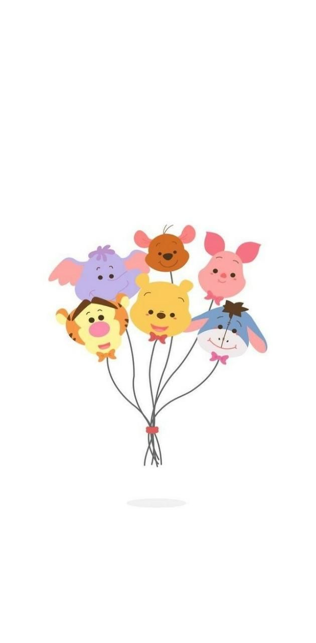 A cartoon balloon with different animal faces - Winnie the Pooh