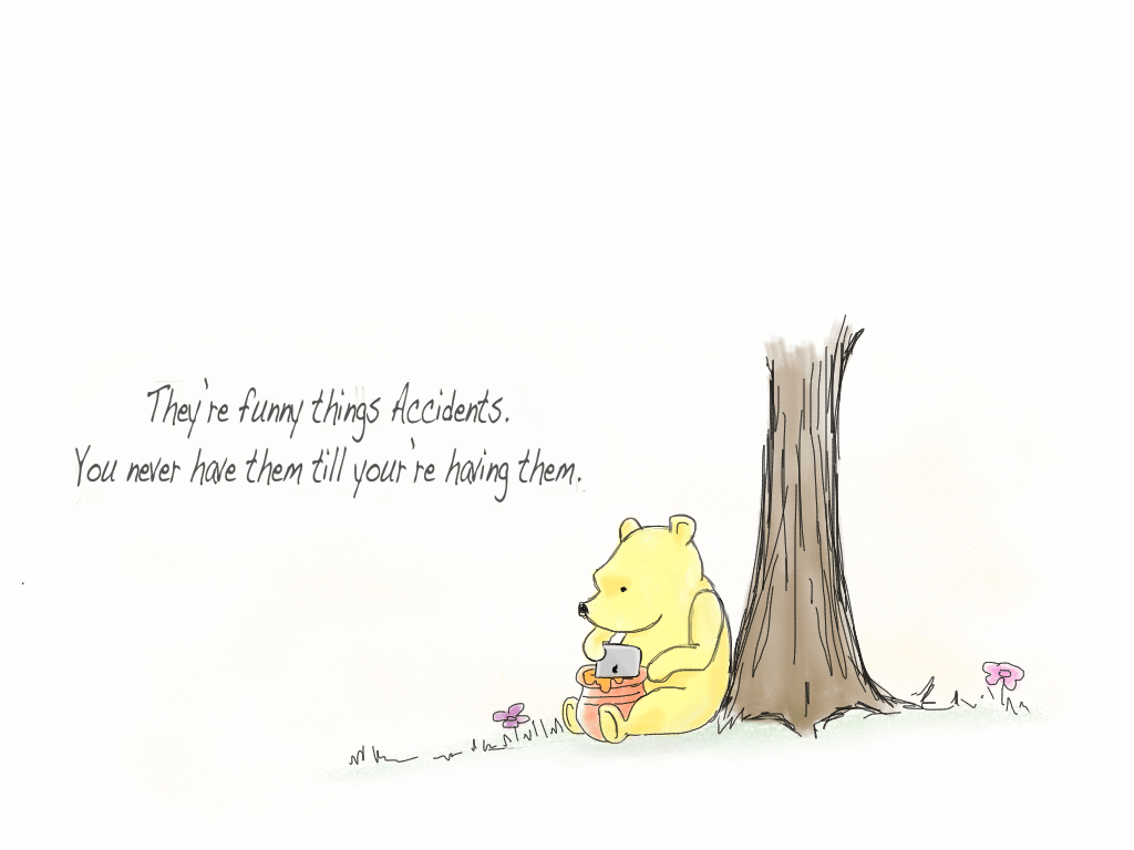 A winnie the pooh character sitting underneath of tree - Winnie the Pooh