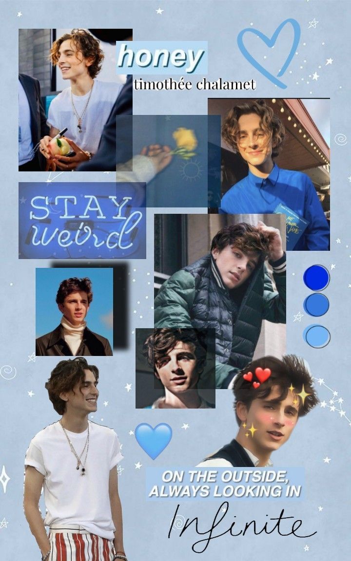 A collage of timothee chalamet with a blue aesthetic - Timothee Chalamet