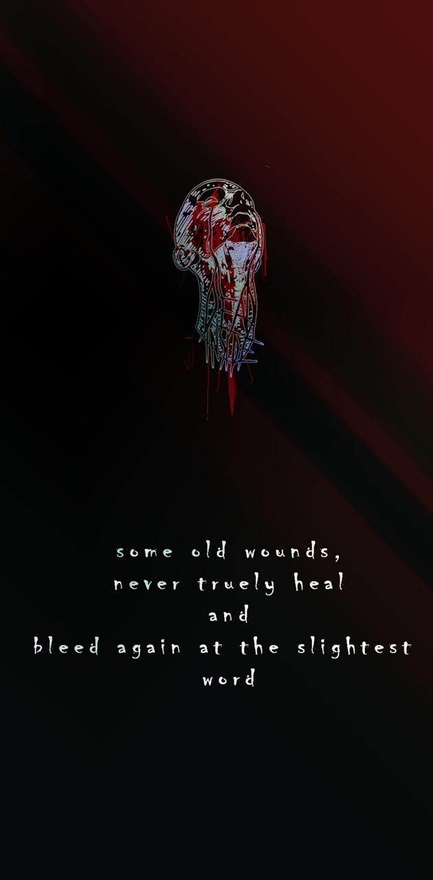 The dark side of a computer screen with blood and an image - Sad quotes