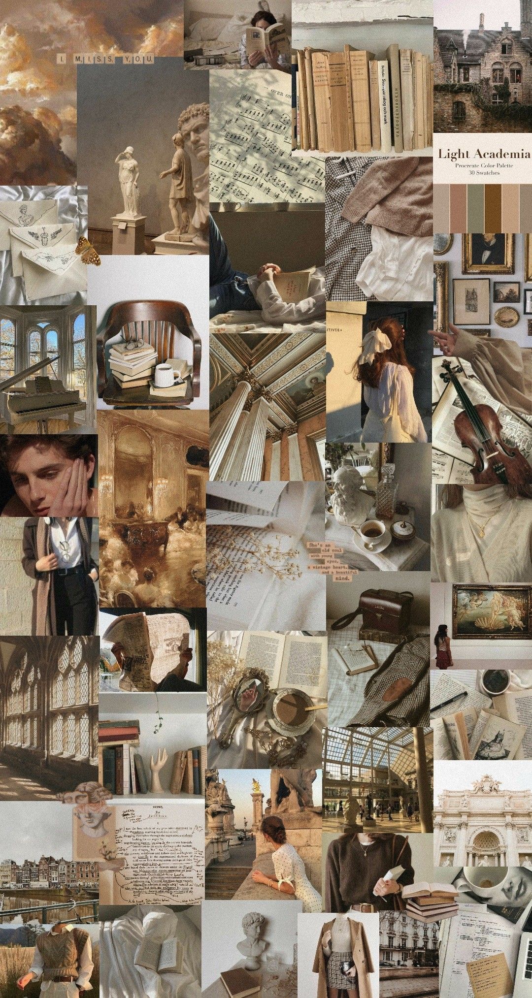 Aesthetic collage of a bookworm's life - Light academia