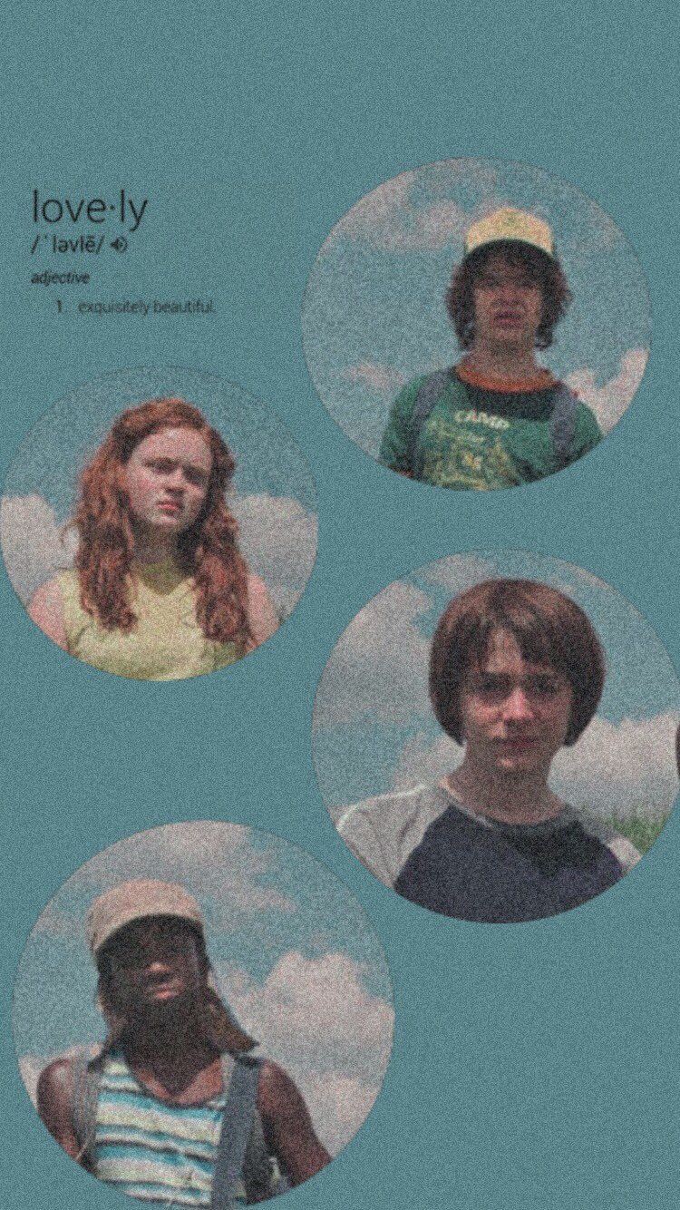 A poster of four people with backpacks - Stranger Things