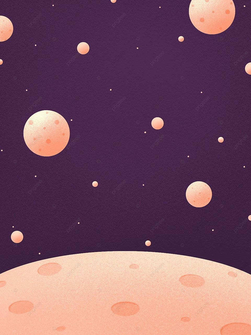 A deep purple background with a deep orange planet at the bottom. - Planet, illustration