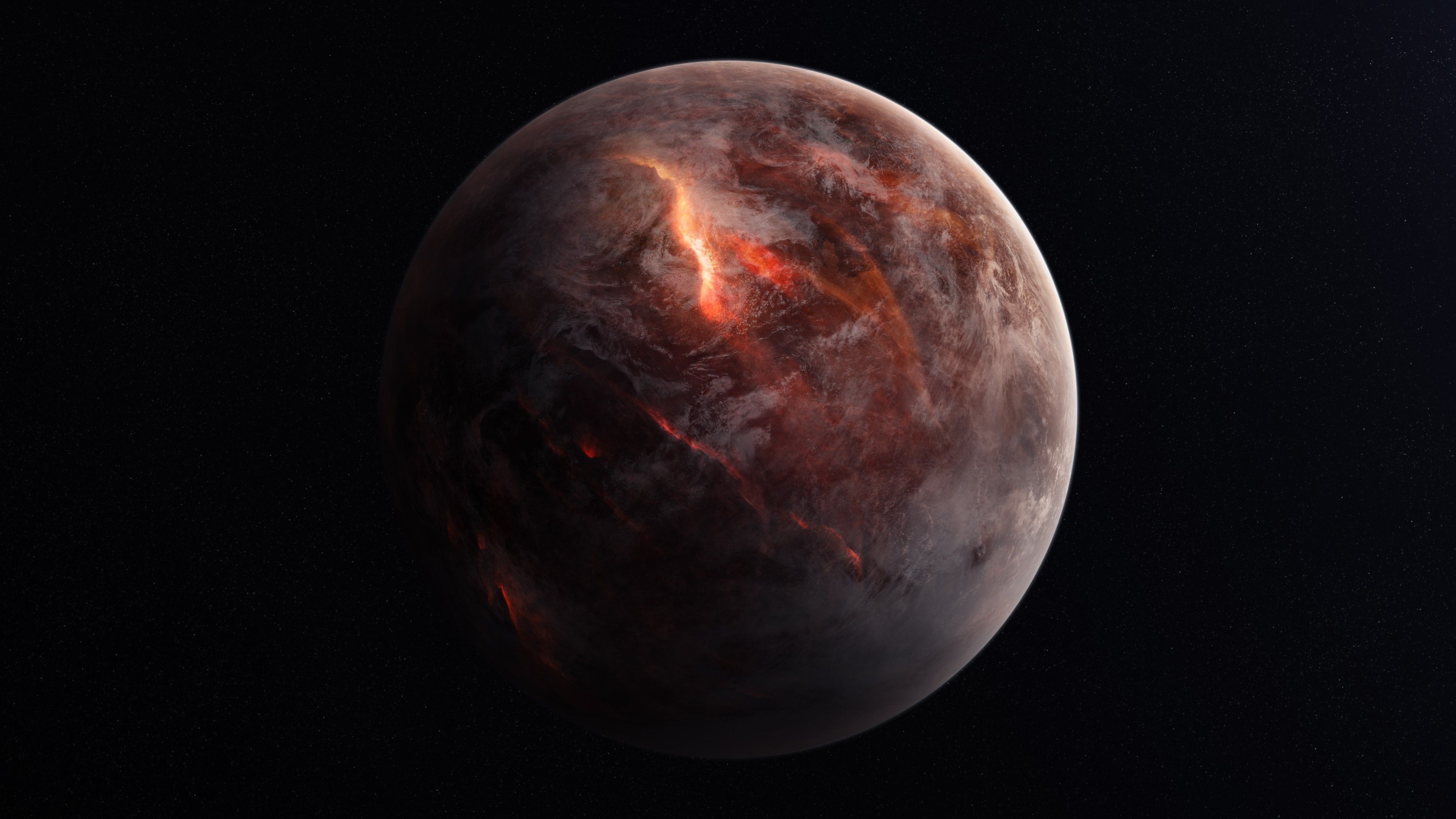 A large, red planet with flames coming out of it - Planet, space