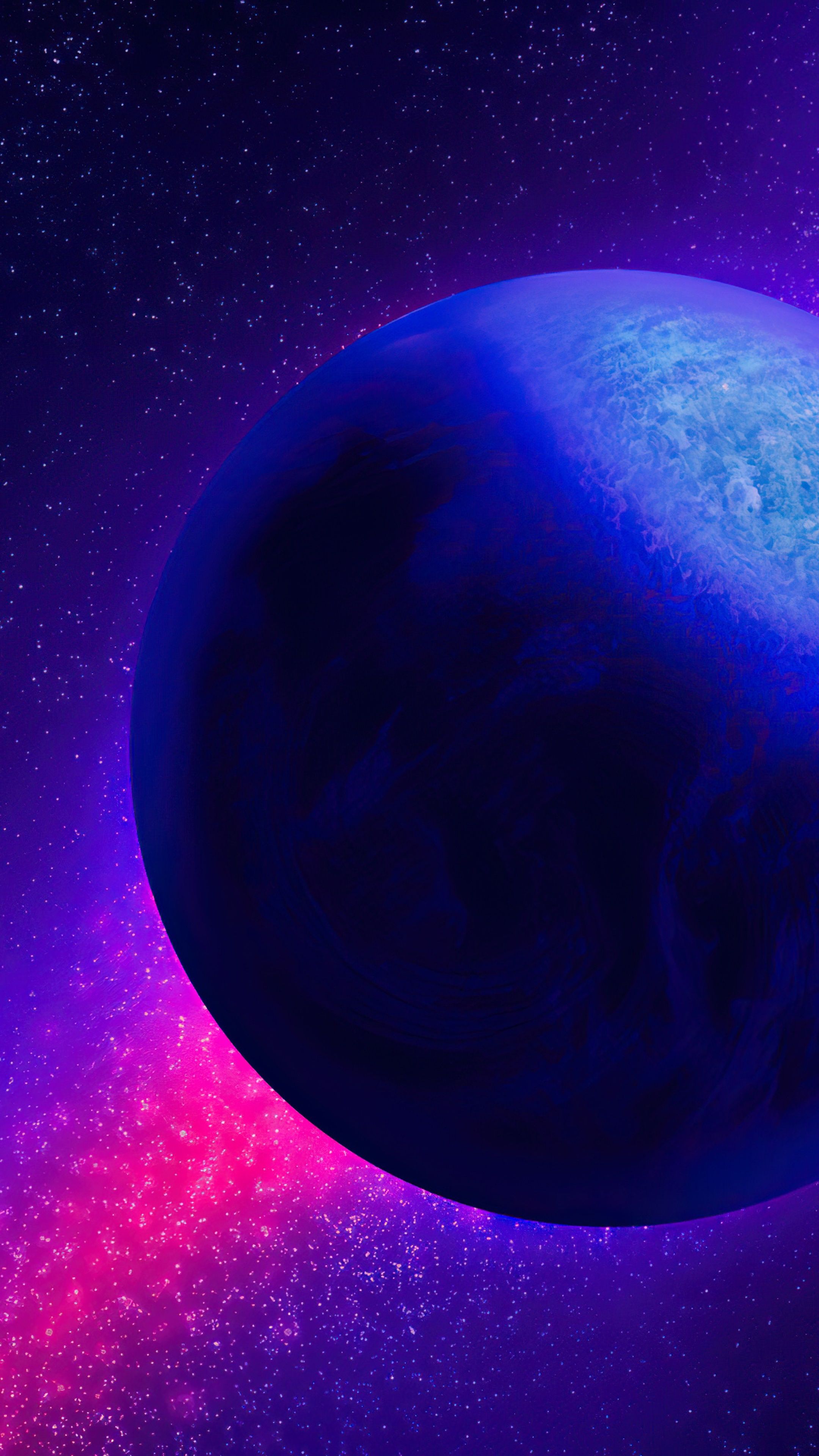 IPhone wallpaper of a planet in space with a purple and pink nebula. - Planet