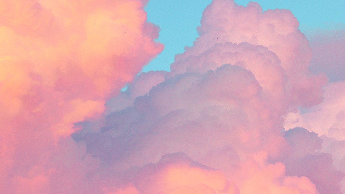A photo of a blue sky with pink and orange clouds - 1366x768