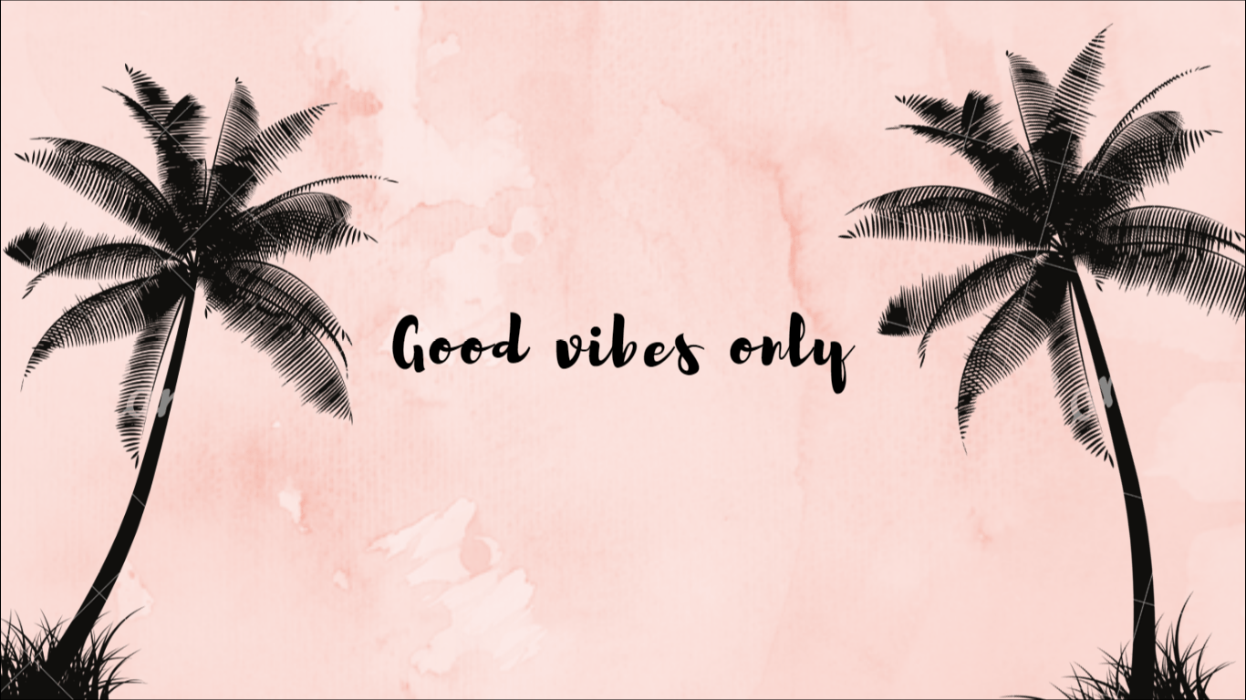 Two palm trees on a pink watercolor background - 1366x768