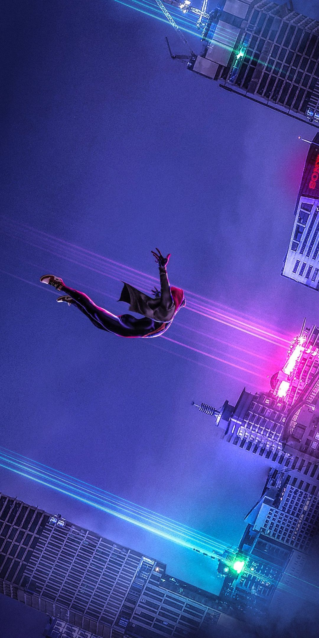 IPhone wallpaper with Spiderman flying through the air - 