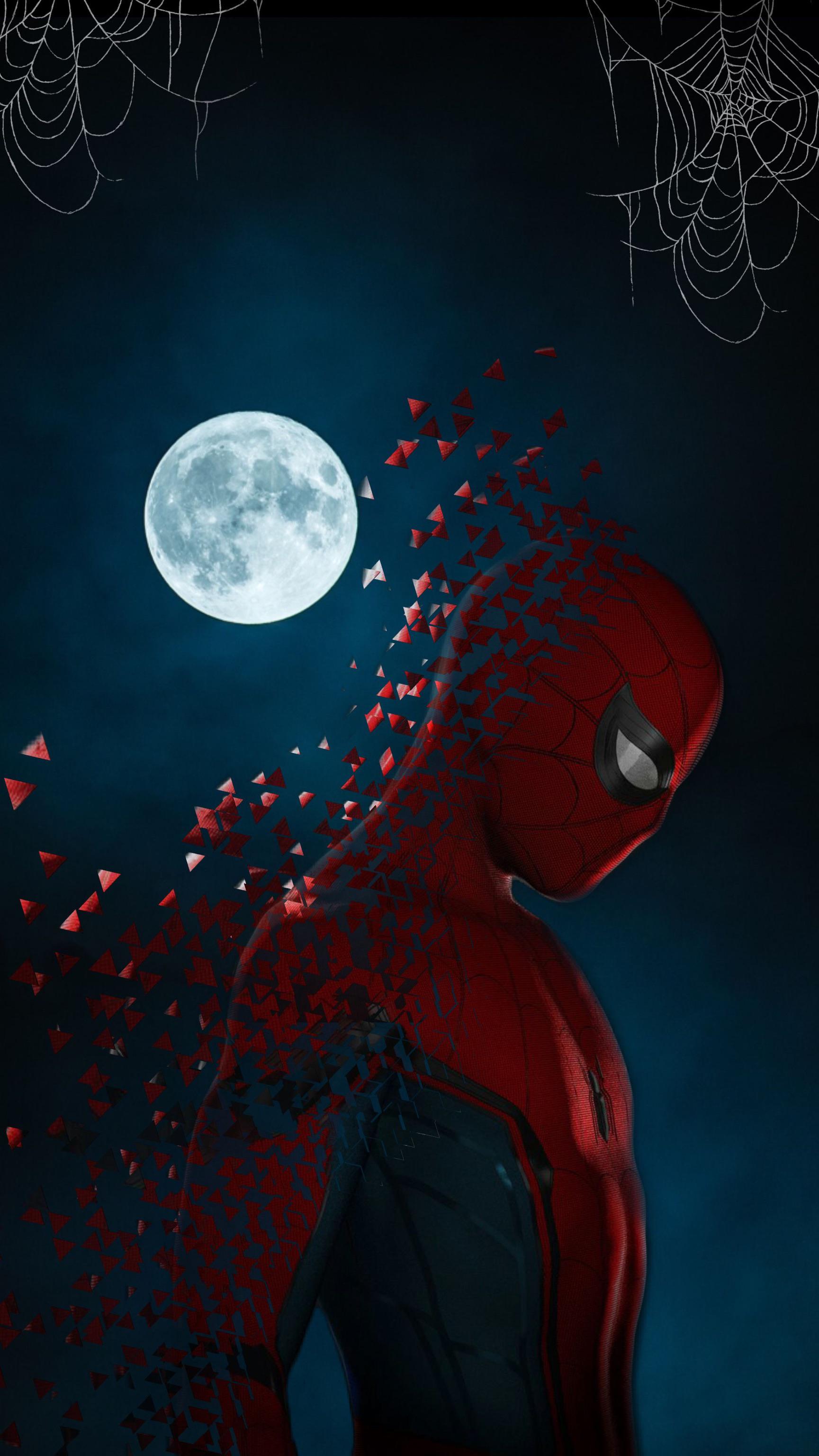 IPhone wallpaper of Spiderman in front of a full moon - 