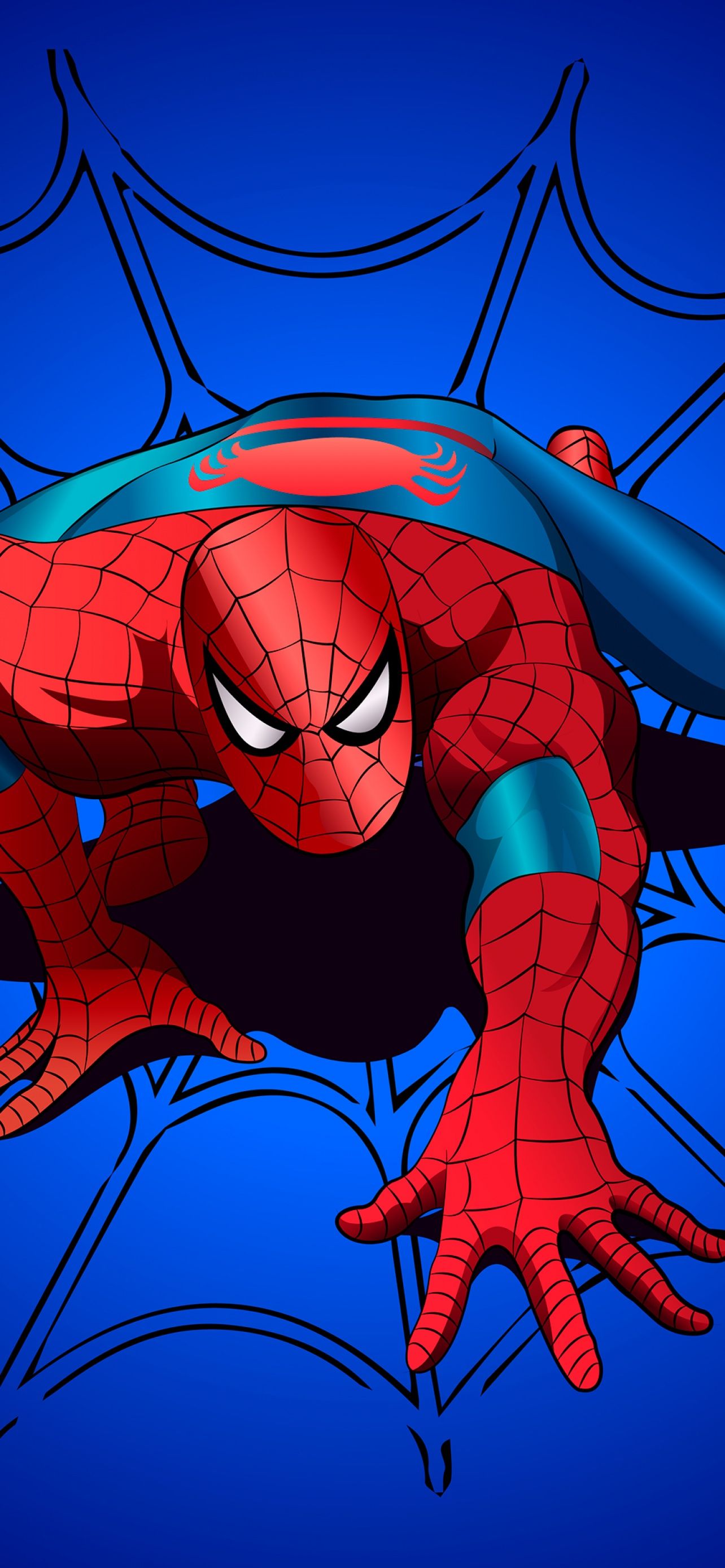 Spider Man Wallpaper 4K, Blue Background, Graphics CGI