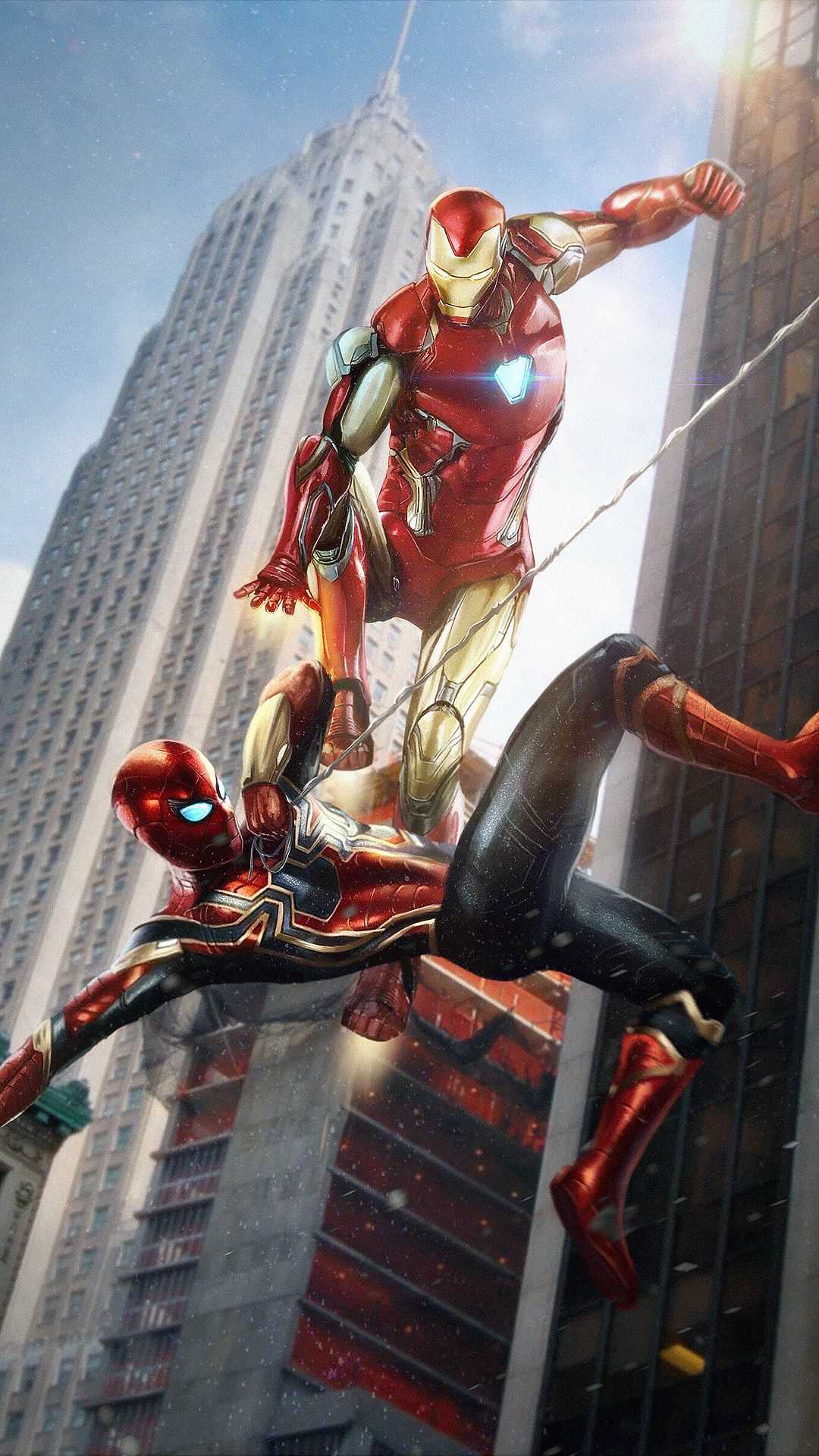 A spider man and ironman in the city - 