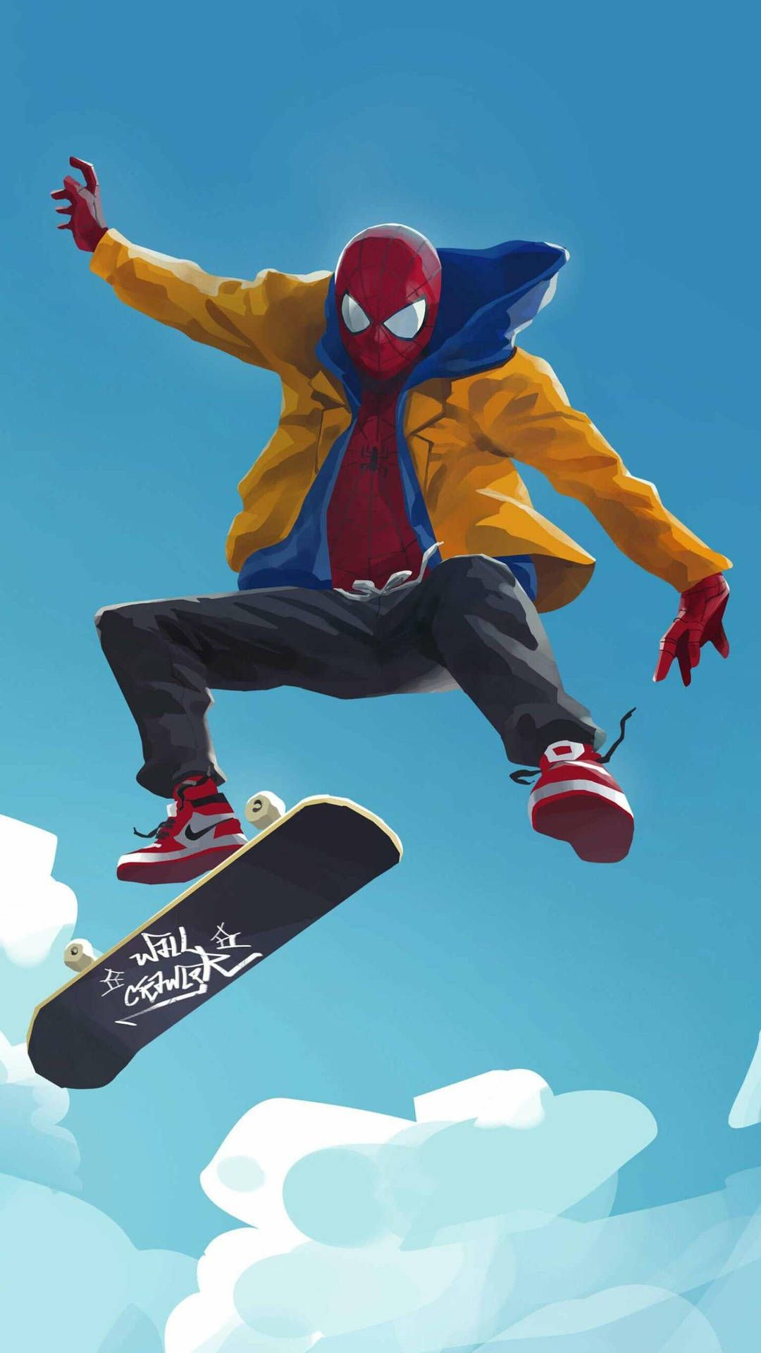 IPhone wallpaper with Spiderman in the air - 