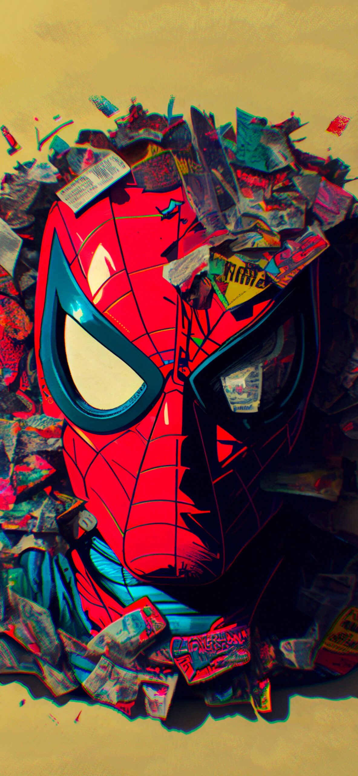 A spider man head made out of comics - 