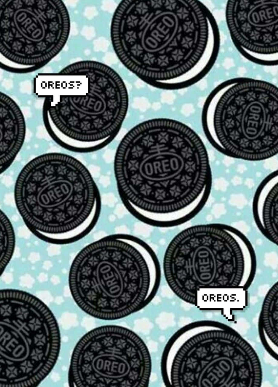 A blue background with many oreo cookies on it - Oreo