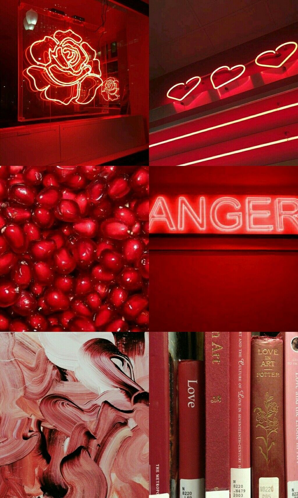 Aesthetic red background with books and red neon lights - Vintage, iPhone red