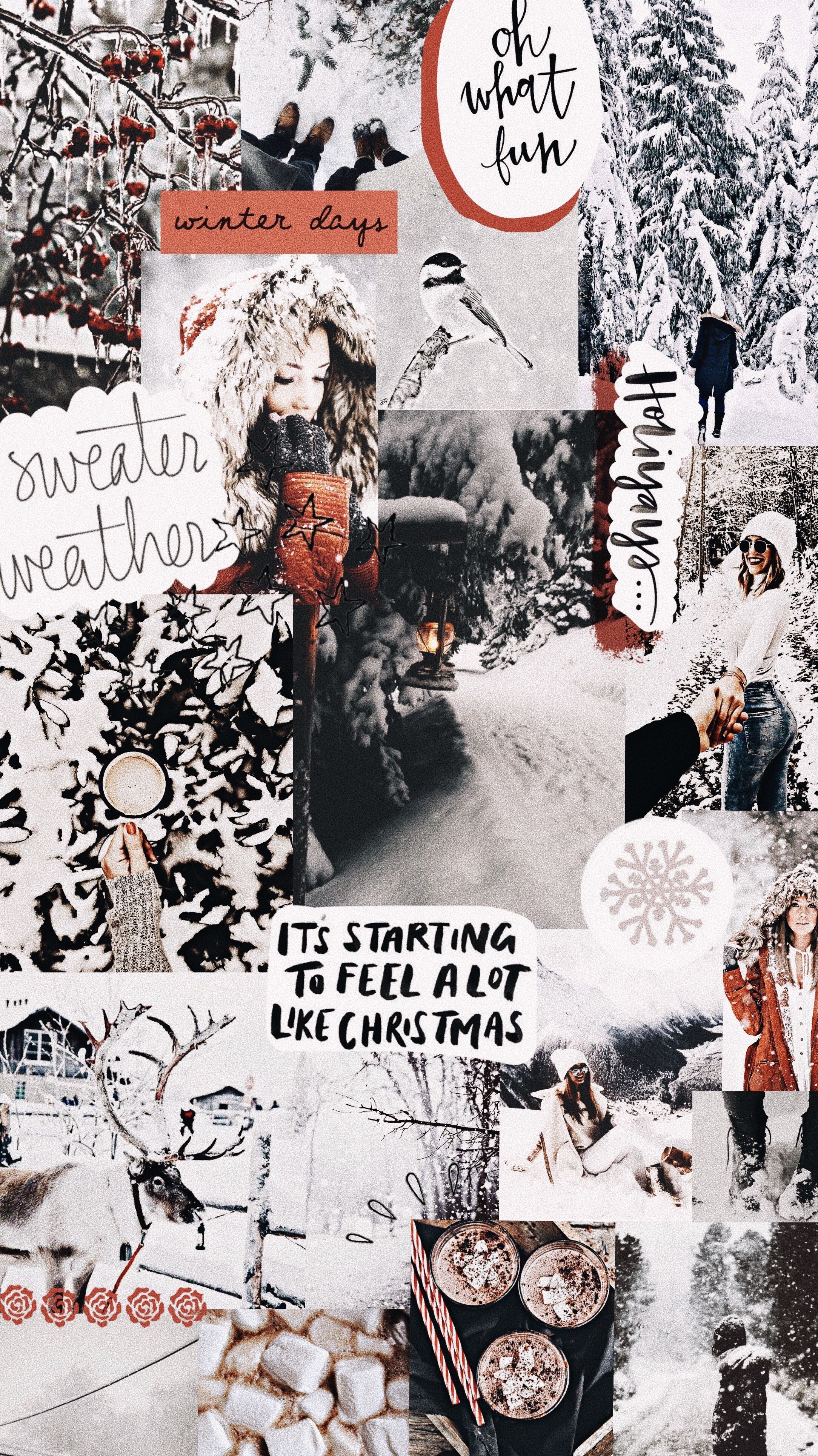 A collage of pictures with the words winter and christmas - Winter, collage, cute Christmas