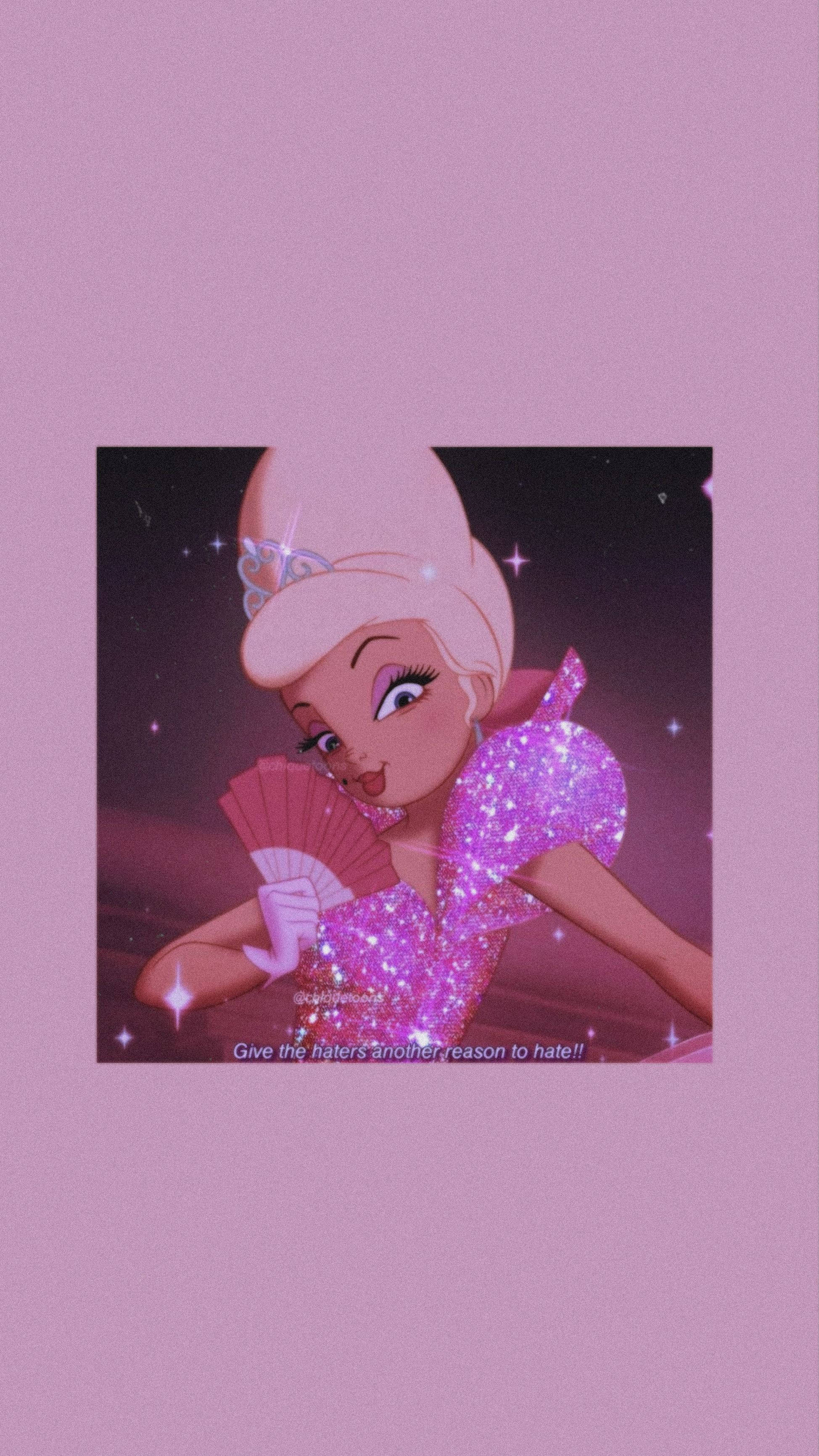Aesthetic Disney wallpaper, pink background with a picture of Eudora from The Hunchback of Notre Dame. - Baddie, princess