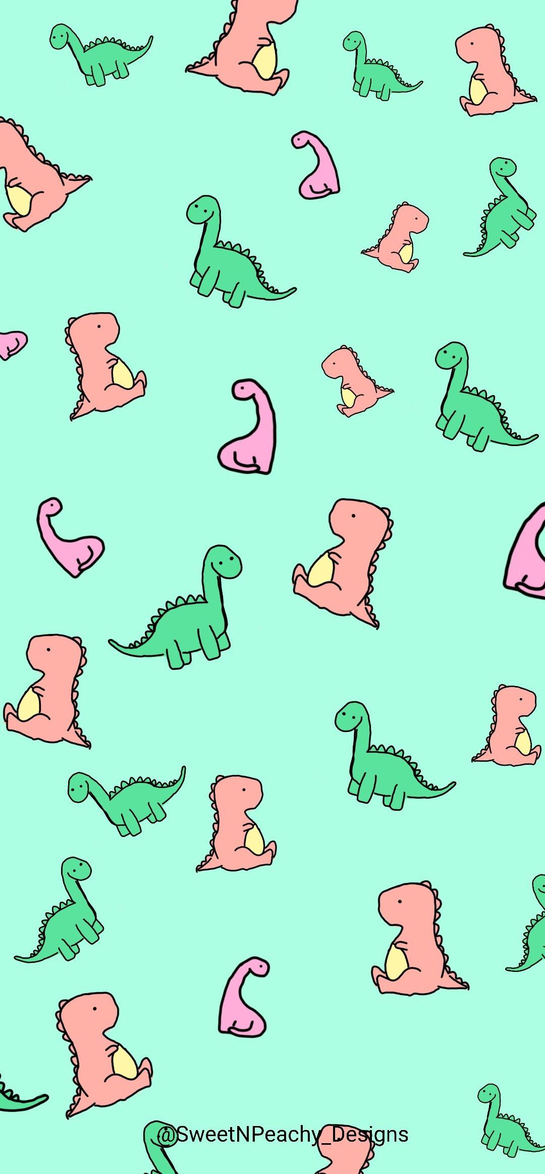 A pattern of cute dinosaurs on green background - Dinosaur