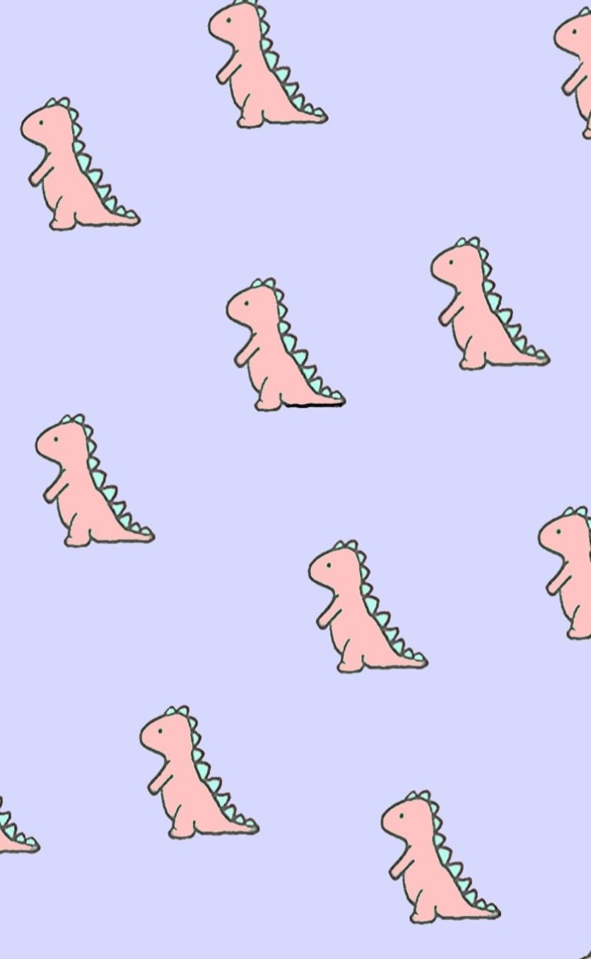 A pattern of pink dinosaurs on blue background - Dinosaur