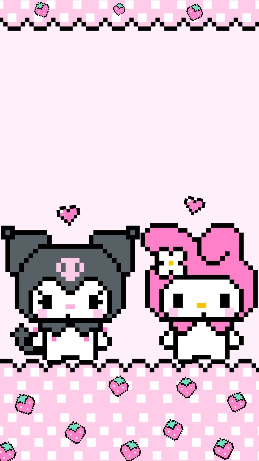 A cute pixel art of two kittens - Hello Kitty, Sanrio, Kuromi