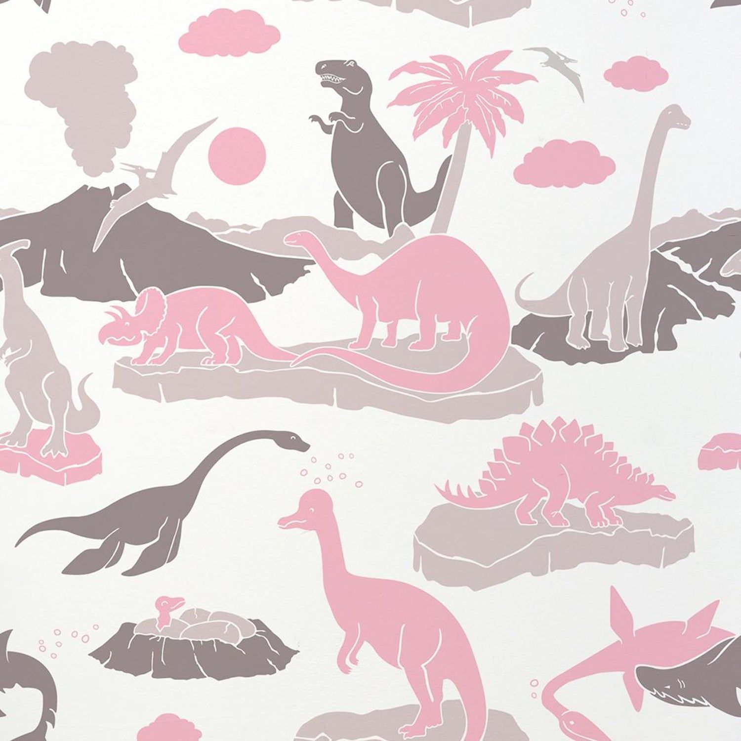 Product image for Pink and Gray Dinosaurs Crib Comforter with Piping - Dinosaur