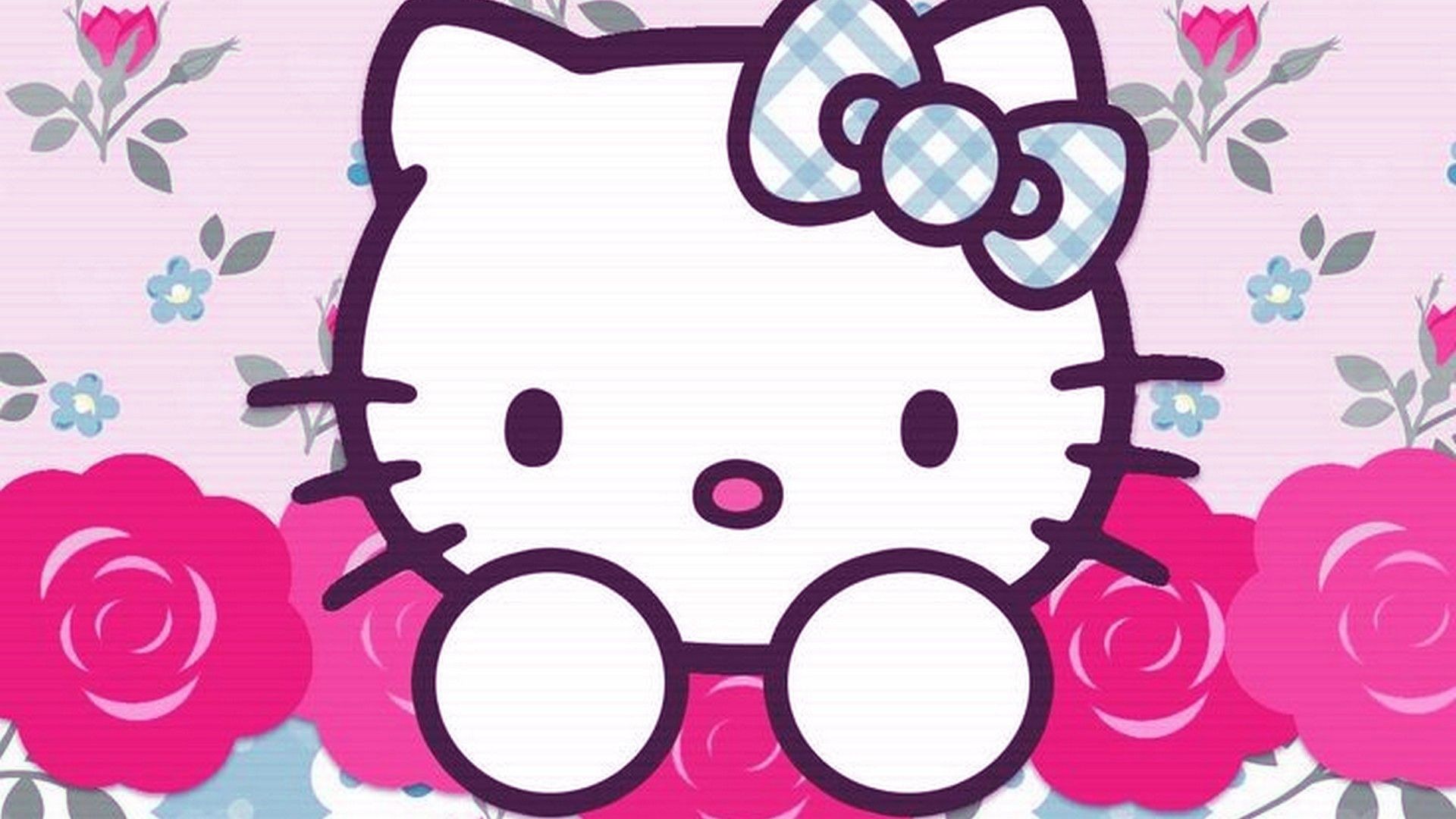 A hello kitty wallpaper with flowers - Hello Kitty