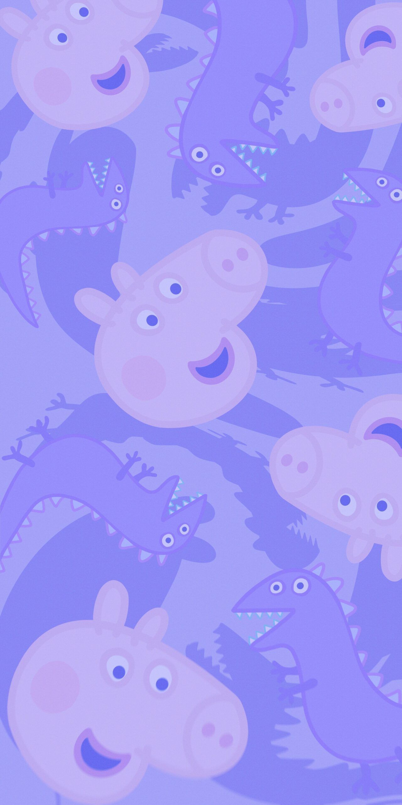 A pattern of purple and pink animals - Dinosaur, George Pig