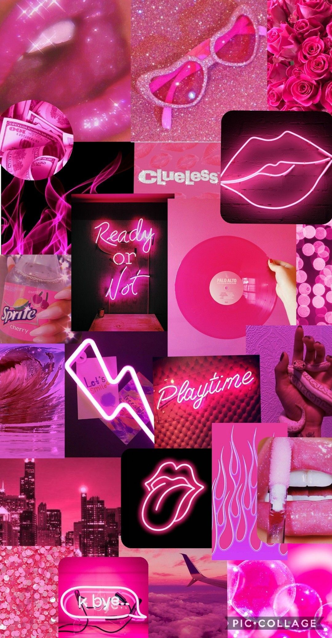 A collage of pink neon lights and other items - Cute pink, hot pink, pink