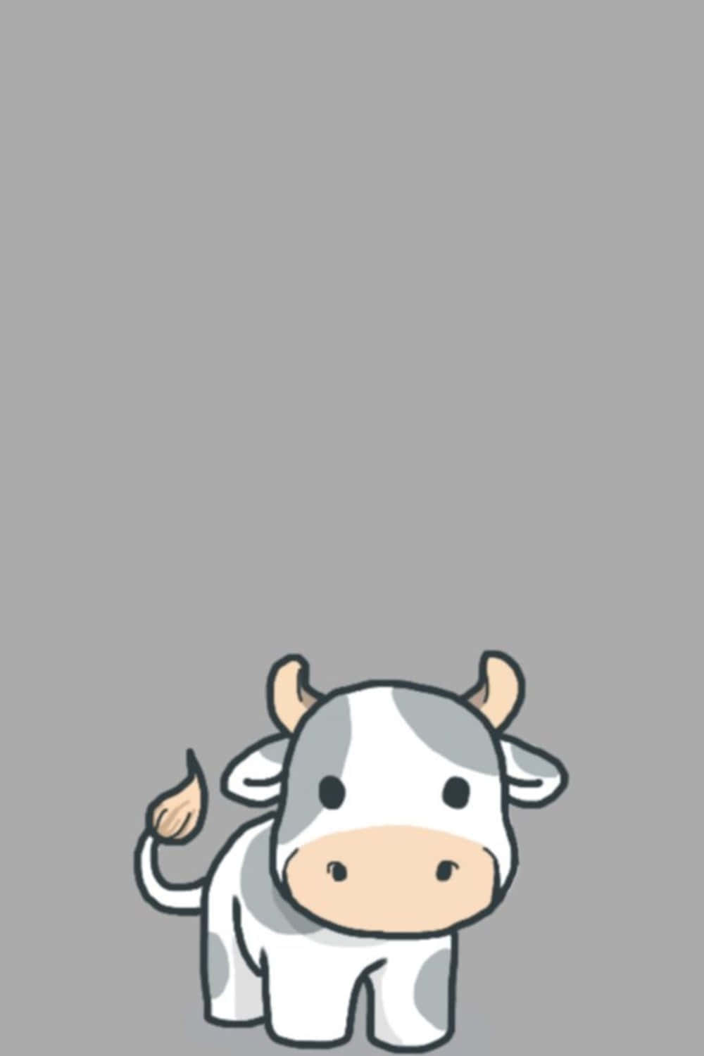 IPhone wallpaper of a cute cartoon cow on a grey background - Cow