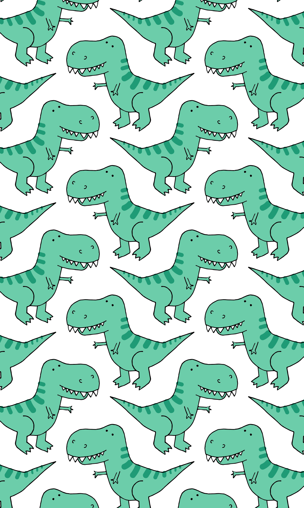 A pattern of green T-Rexes on a dark green background - Dinosaur