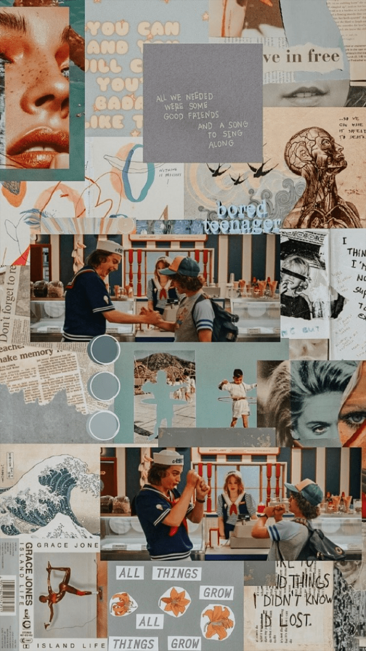 A collage of pictures with different people in them - Stranger Things