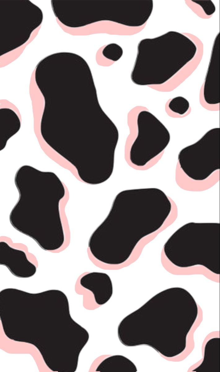 A black and white cow pattern with a pink outline - Cow