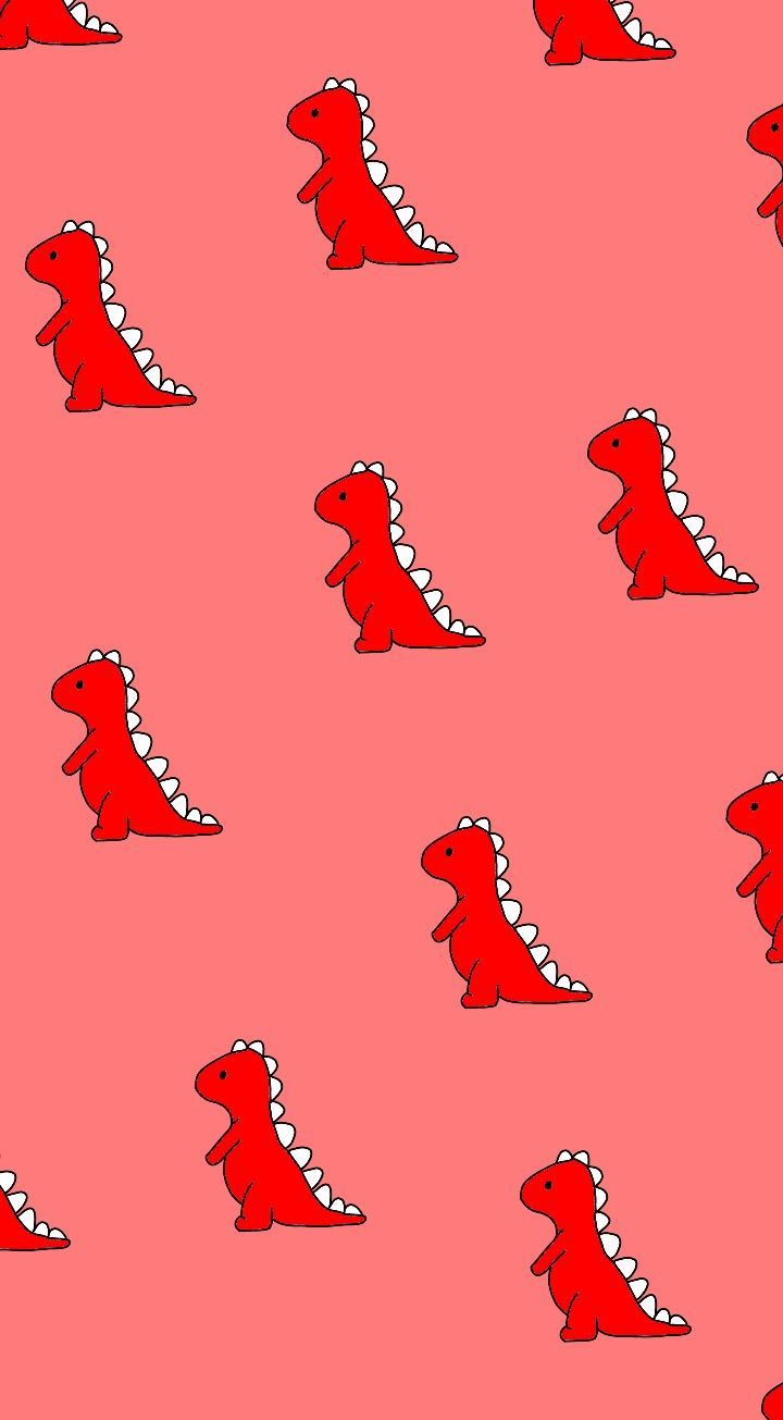 Red baby dinosaur wallpaper for your phone - Dinosaur