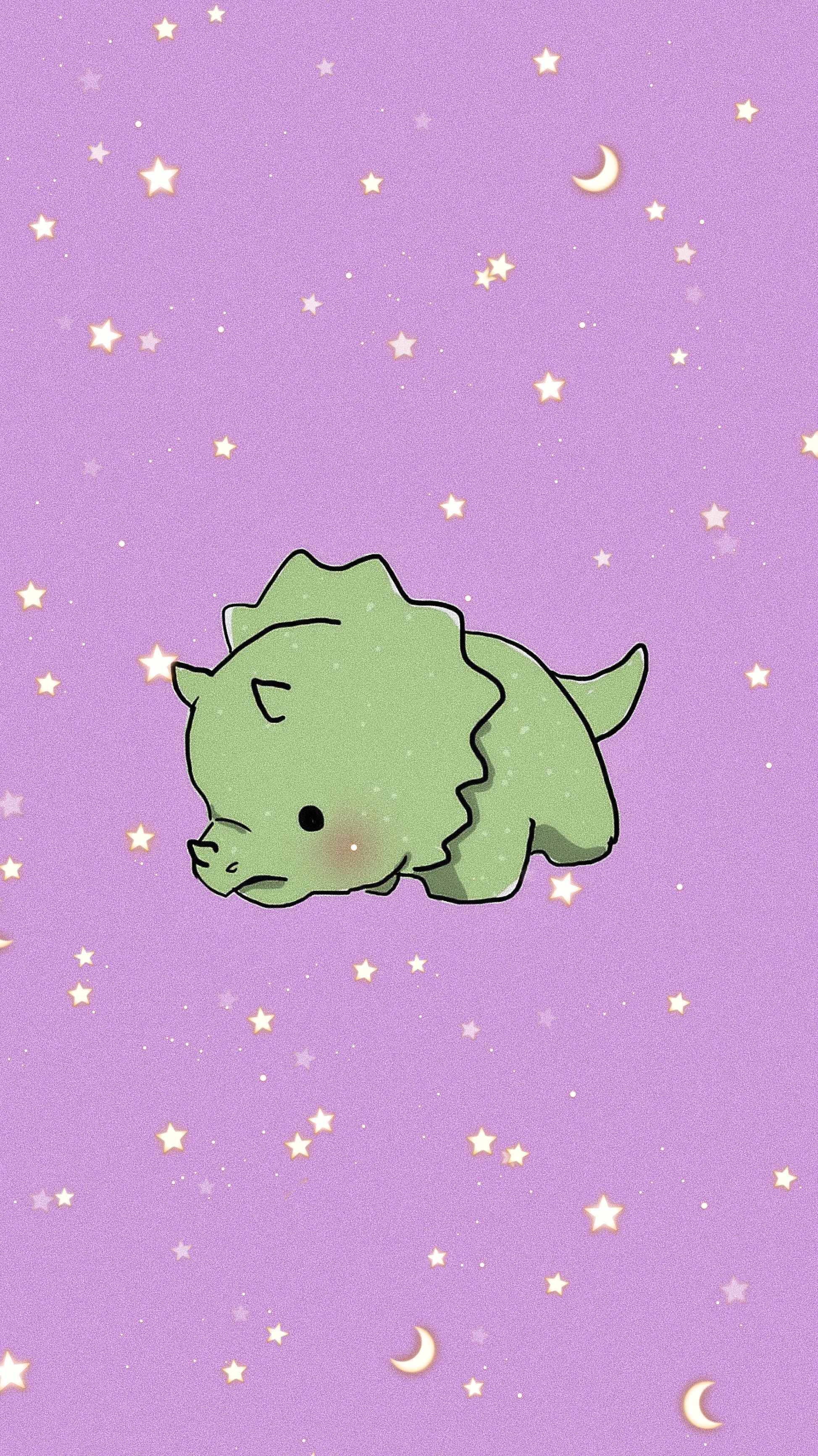 A cute little green dinosaur is sleeping on the ground - Dinosaur