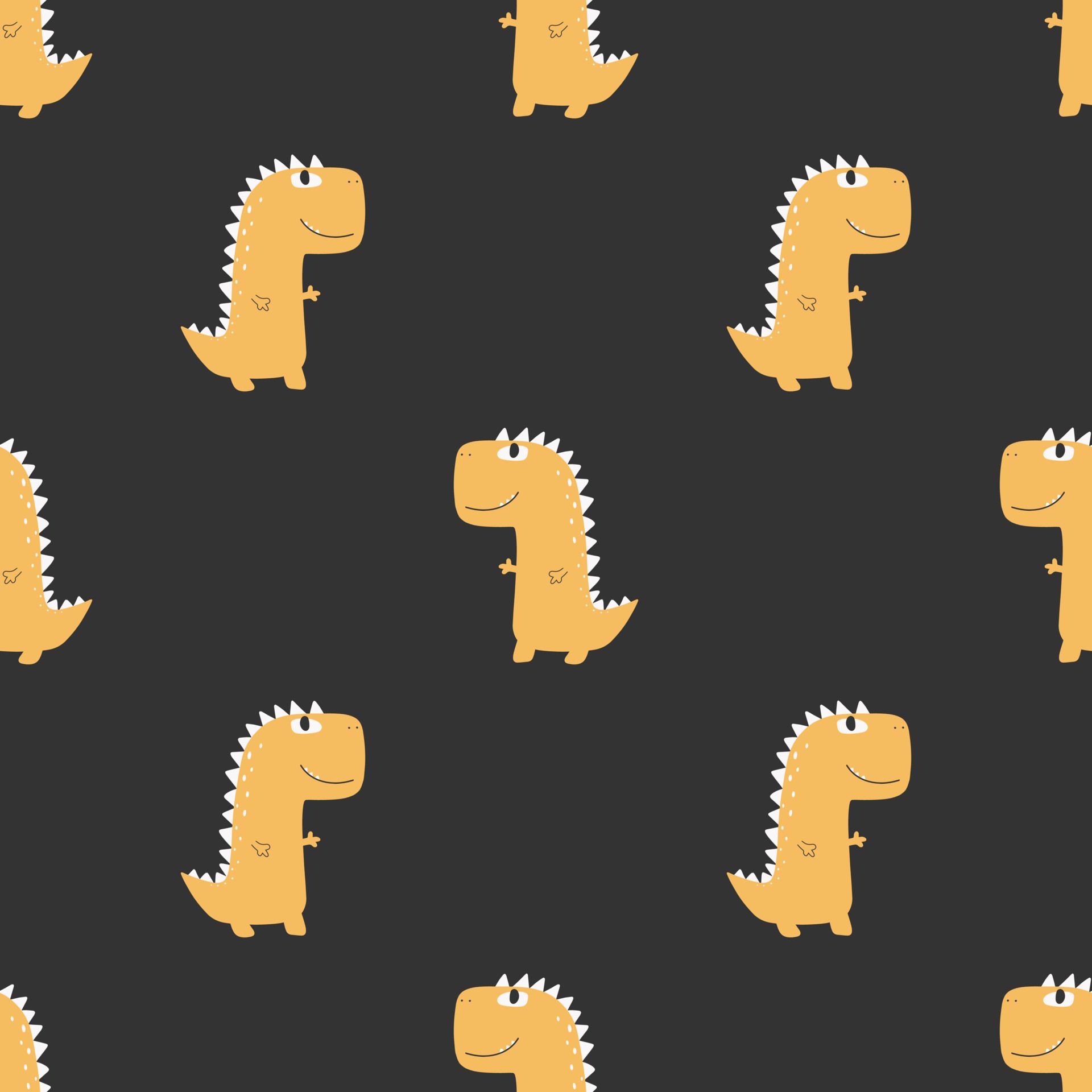 Cute seamless pattern with varied dinosaurs. Creative childish background for fabric