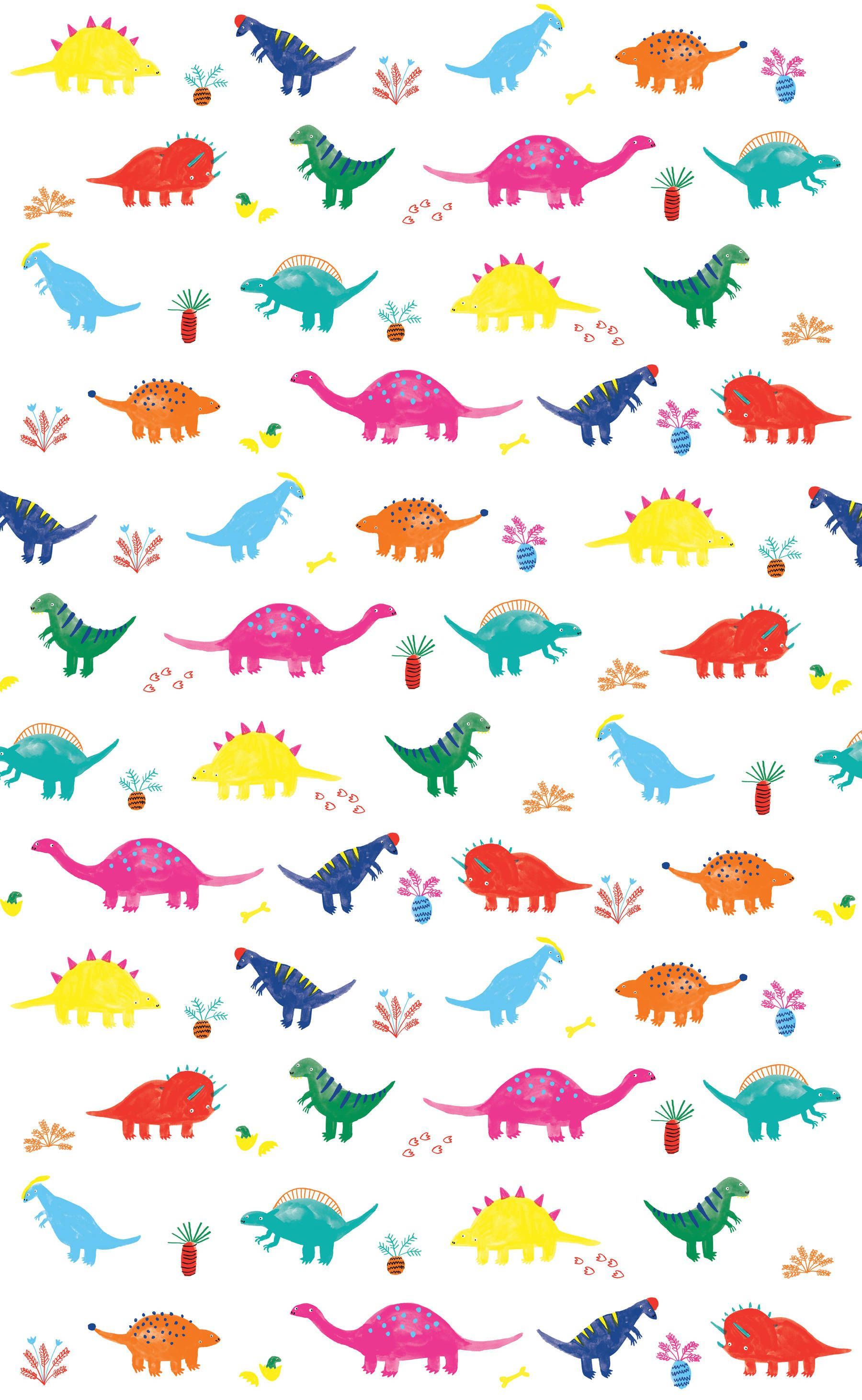 Download Cute Dinosaur Aesthetic On White Wallpaper