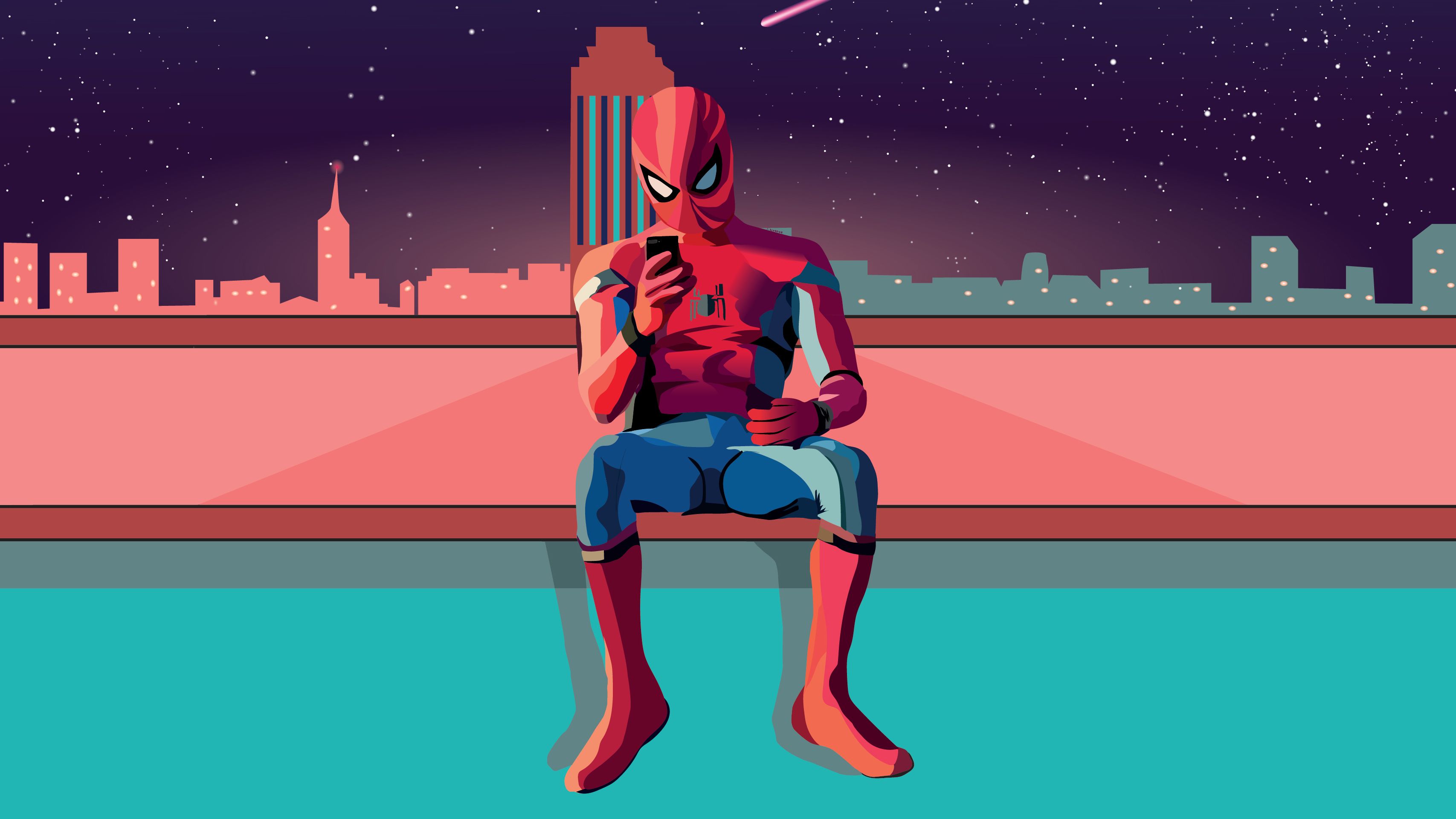 Spiderman on his phone - Marvel