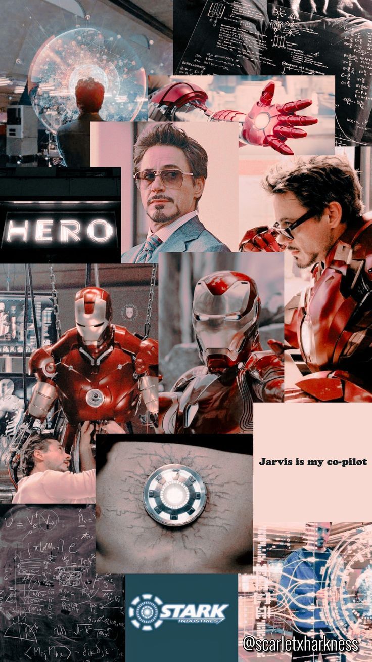 A collage of pictures with iron man in them - Marvel