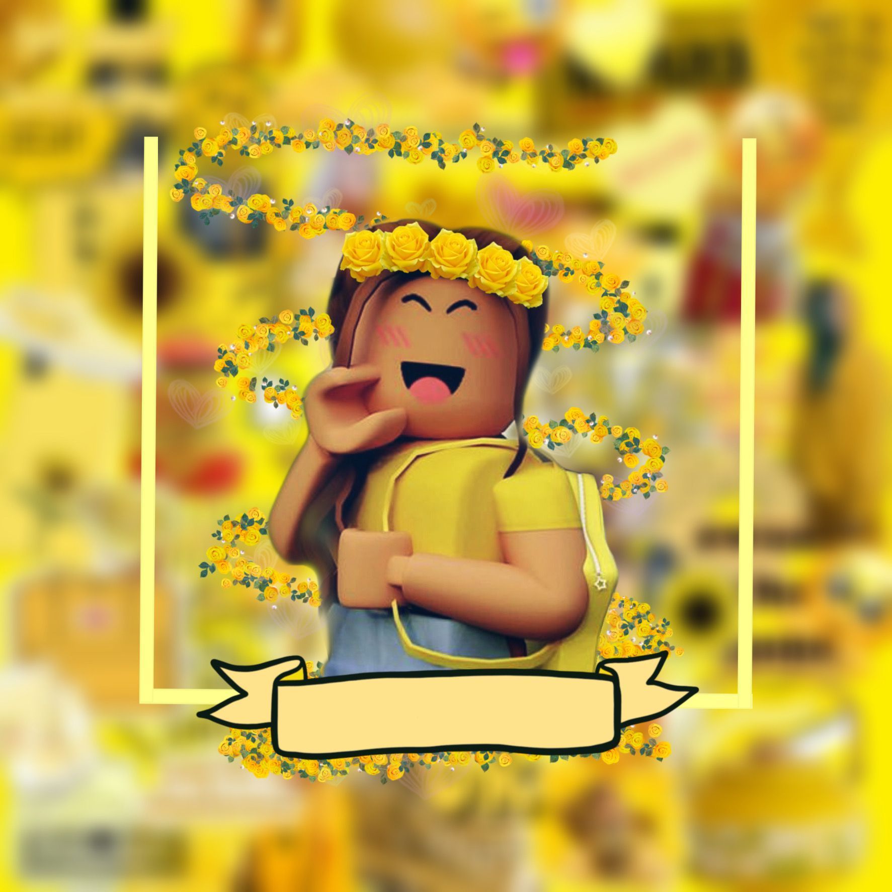 A yellow background with an image of the character - Roblox