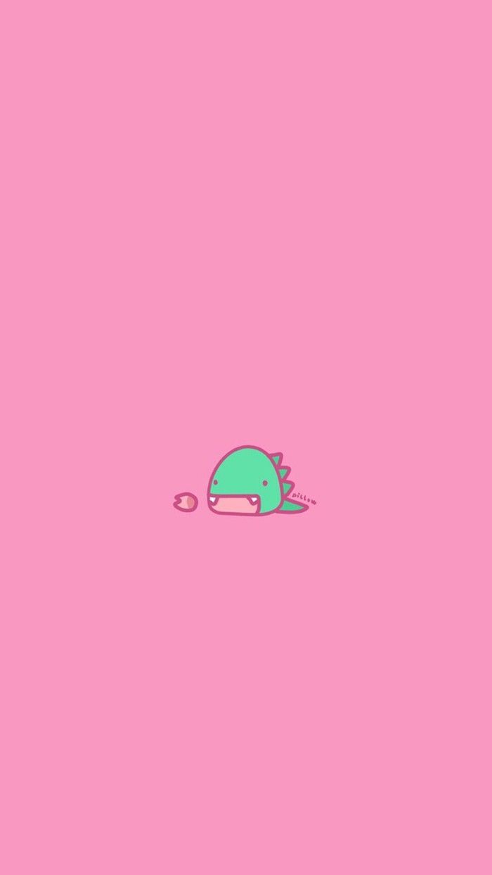 A green dinosaur with a unicorn horn on a pink background - Dinosaur