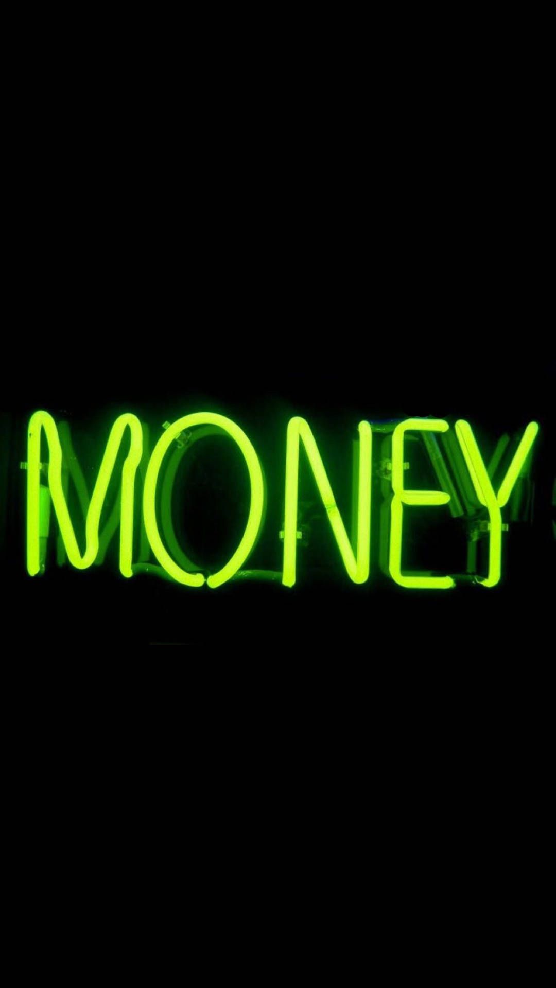 Neon sign that says money - Neon green