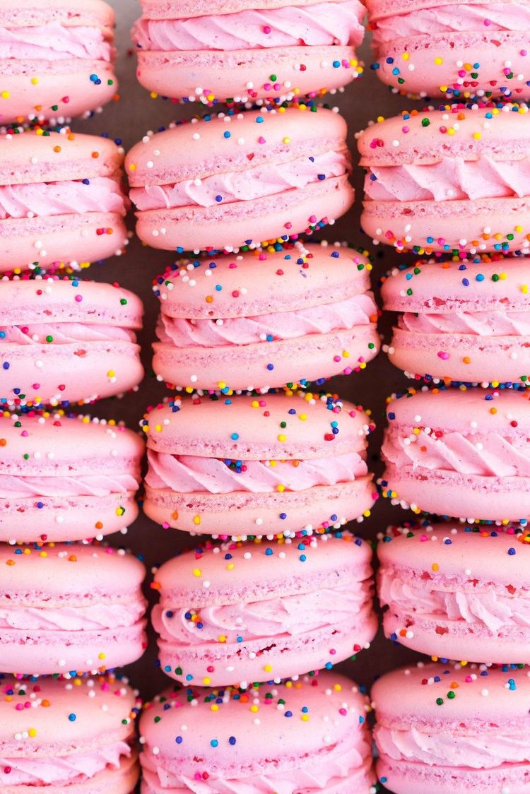 Pink macarons wallpaper shared by alexis ♡